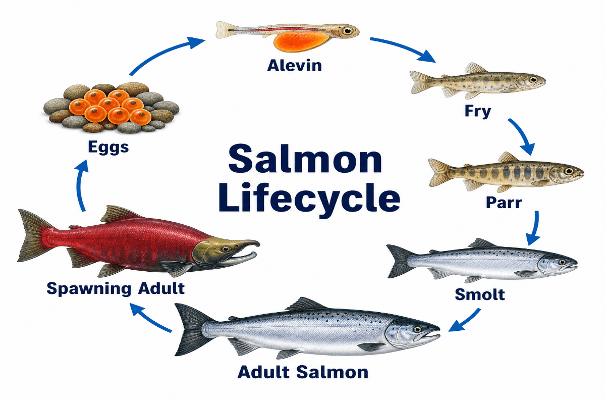 Salmon Fish Life Cycle: From Egg to Adult